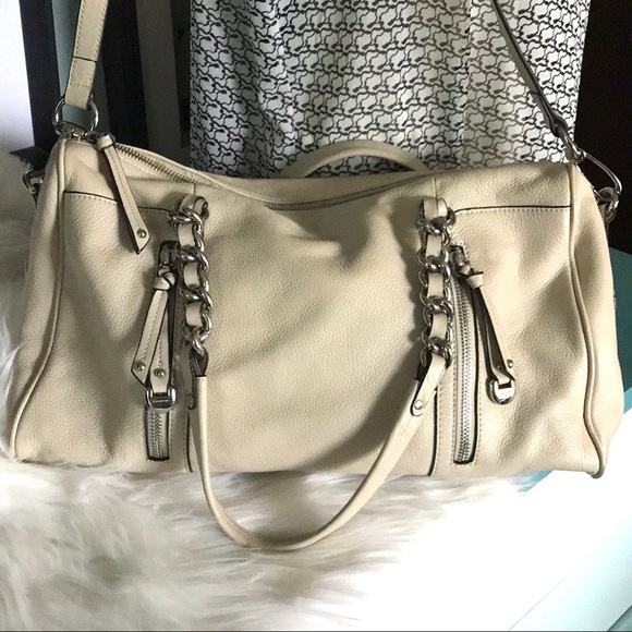 B Makowski ivory satchel with chain detail - Picture 2 of 16